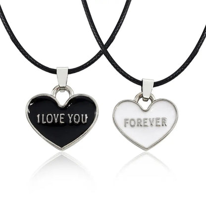 COLLARES  CORAZONES I LOVE YOU FOREVER CORDON LEATHER