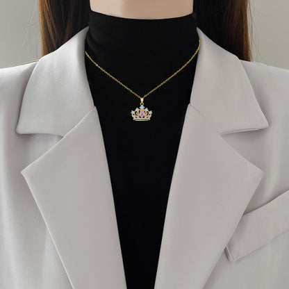 COLLAR CADENA CORONA  ELEGANTE CRISTALES DE CIRCONIA