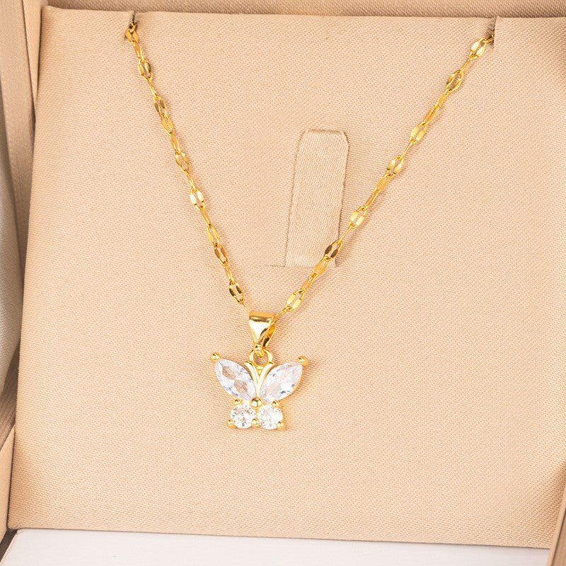 COLLAR MARIPOSA MINIMALISTA  CON CRISTALES ELEGANTE CRISTAL DE CIRCONIA