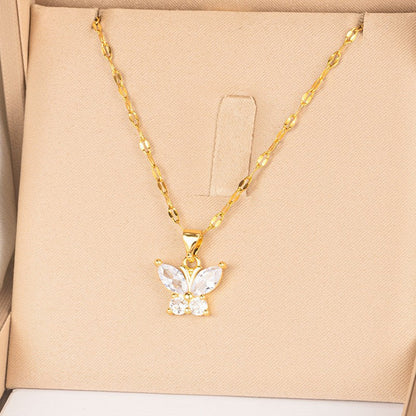 COLLAR MARIPOSA MINIMALISTA  CON CRISTALES ELEGANTE CRISTAL DE CIRCONIA
