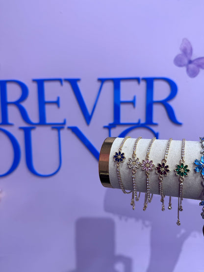 BRAZALETE FLOR 8 PÉTALOS  ELEGANTE CRISTAL DE CIRCONIA