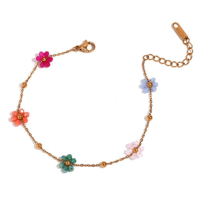 CADENA CHOCKER MARGARITAS FLORES COLORIDAS RESINA
