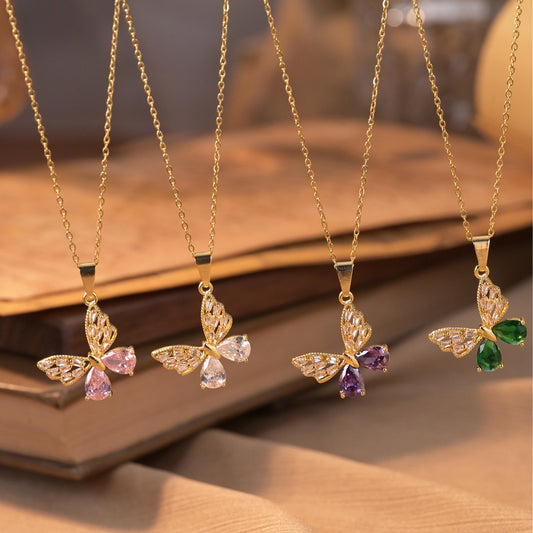 COLLAR CADENA MARIPOSA    ELEGANTE CRISTALES DE CIRCONIA