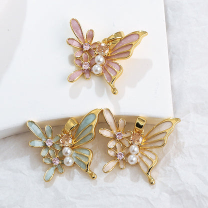 COLLAR MARIPOSA FLORAL CON PERLAS ELEGANTE