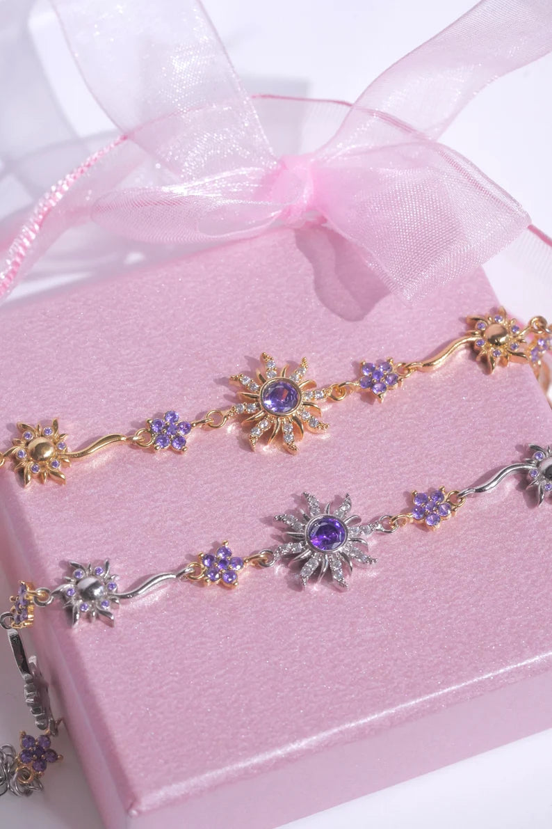 BRAZALETE  Y COLLAR SOL VINTAGE RAPUNZEL   DELICADO CRISTALES DE ZIRCONIA ELEGANTES
