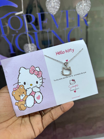 COLLAR CADENA HELLO KITTY ELEGANTE CRISTALES DE CIRCONIA