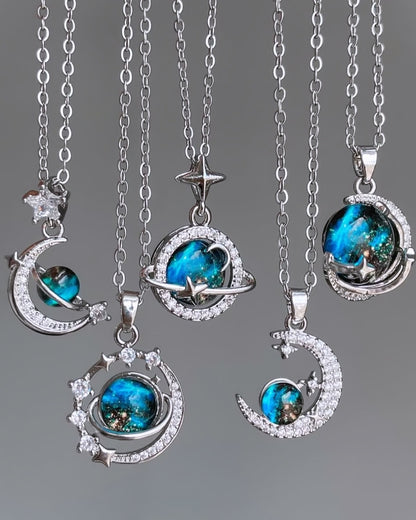 COLLAR SATURNO  ESTRELLADO ELEGANTE CRISTAL DE CIRCONIA