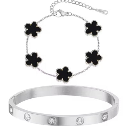 BRAZALETES  ELEGANTES TRÉBOL 5 HOJAS
