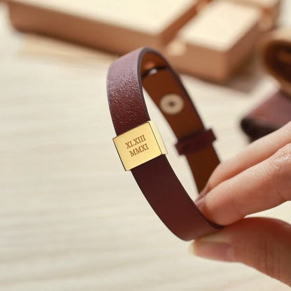 BRAZALETE CORREA DE CUERO LEATHER  VARIAS PLACAS PERSONALIZABLES