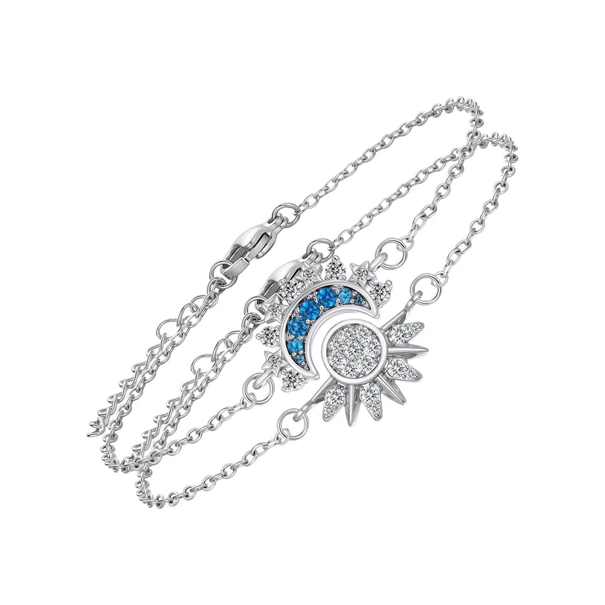 BRAZALETES  PROMESA DIJES SOL & LUNA CELESTIAL CRISTALES DE CIRCONITA