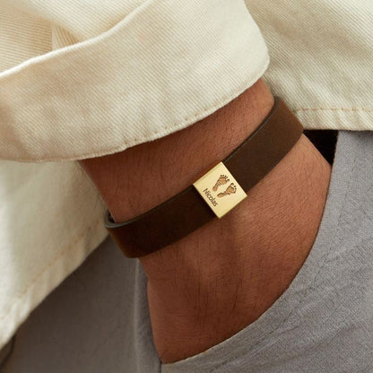 BRAZALETE CORREA DE CUERO LEATHER  VARIAS PLACAS PERSONALIZABLES