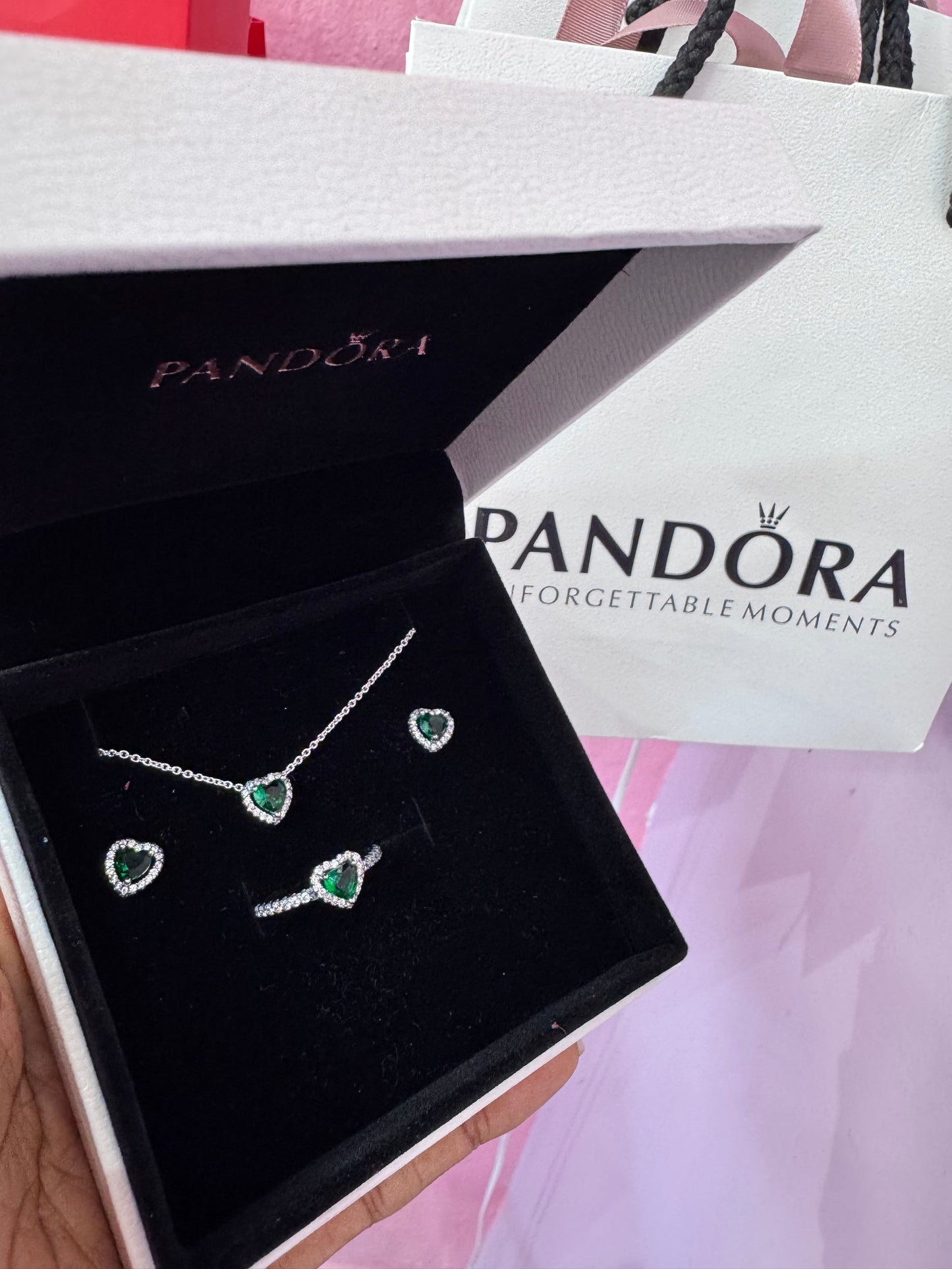 SET ESTILO PANDORA CORAZÓN MINIMALISTA CIRCONIA ELEGANTE