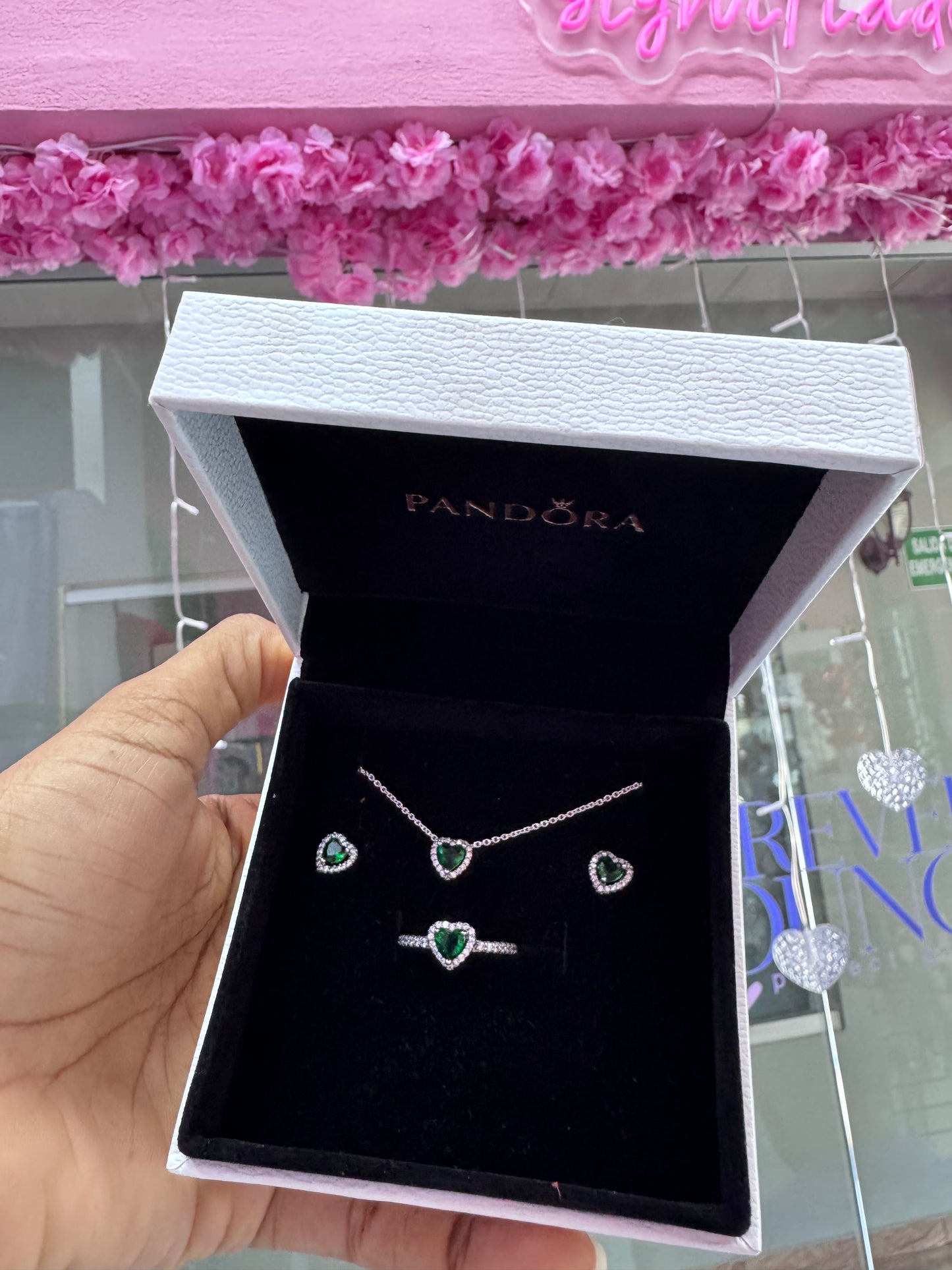 SET ESTILO PANDORA CORAZÓN MINIMALISTA CIRCONIA ELEGANTE
