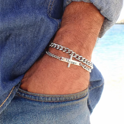 BRAZALETES GROSOR FINO MINIMALISTAS CADENA CUBANA DIJE DE CRUZ