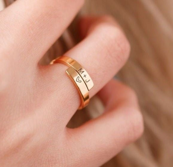 ANILLO DISEÑO ABIERTO  MINIMALISTA PERSONALIZADO  AJUSTABLES