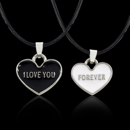 COLLARES  CORAZONES I LOVE YOU FOREVER CORDON LEATHER