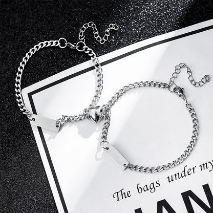 BRAZALETES ACERO INOXIDABLE PLACA  MAGNETICAS IMÁN PERSONALIZADAS MINIMALISTAS PAREJA