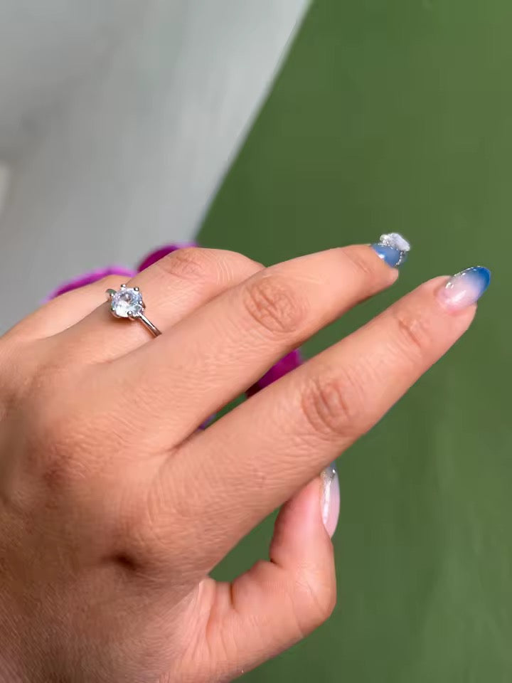 ANILLO CRISTAL CON INCRUBACIONES CHAPADO EN PLATA S925