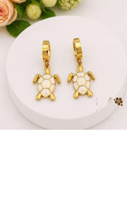 ARETES TORTUGA ELEGANTES DISEÑO DE ÓLEO  DELICADO