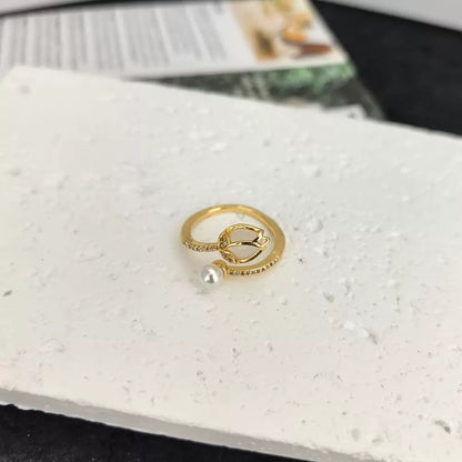 COMBO COLLAR ANILLO Y BRAZALETE TULIPÁN  ELEGANTE CRISTAL DE CIRCONIA