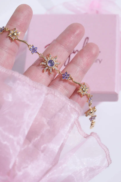 BRAZALETE  Y COLLAR SOL VINTAGE RAPUNZEL   DELICADO CRISTALES DE ZIRCONIA ELEGANTES
