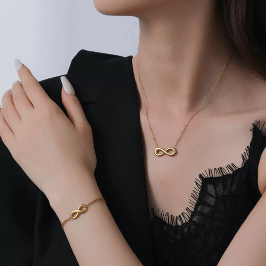 COLLAR Y BRAZALETE SÓLIDO INFINITO  MINIMALISTA ELEGANTE