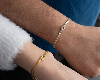 BRAZALETES  PROMESA DE PAREJA DISEÑO DE NUDOS MINIMALISTAS