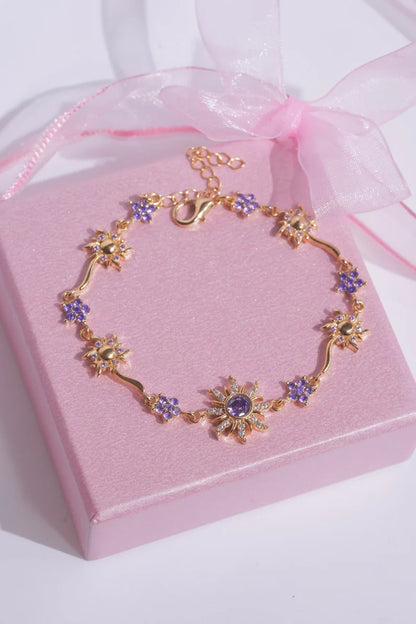 BRAZALETE  Y COLLAR SOL VINTAGE RAPUNZEL   DELICADO CRISTALES DE ZIRCONIA ELEGANTES