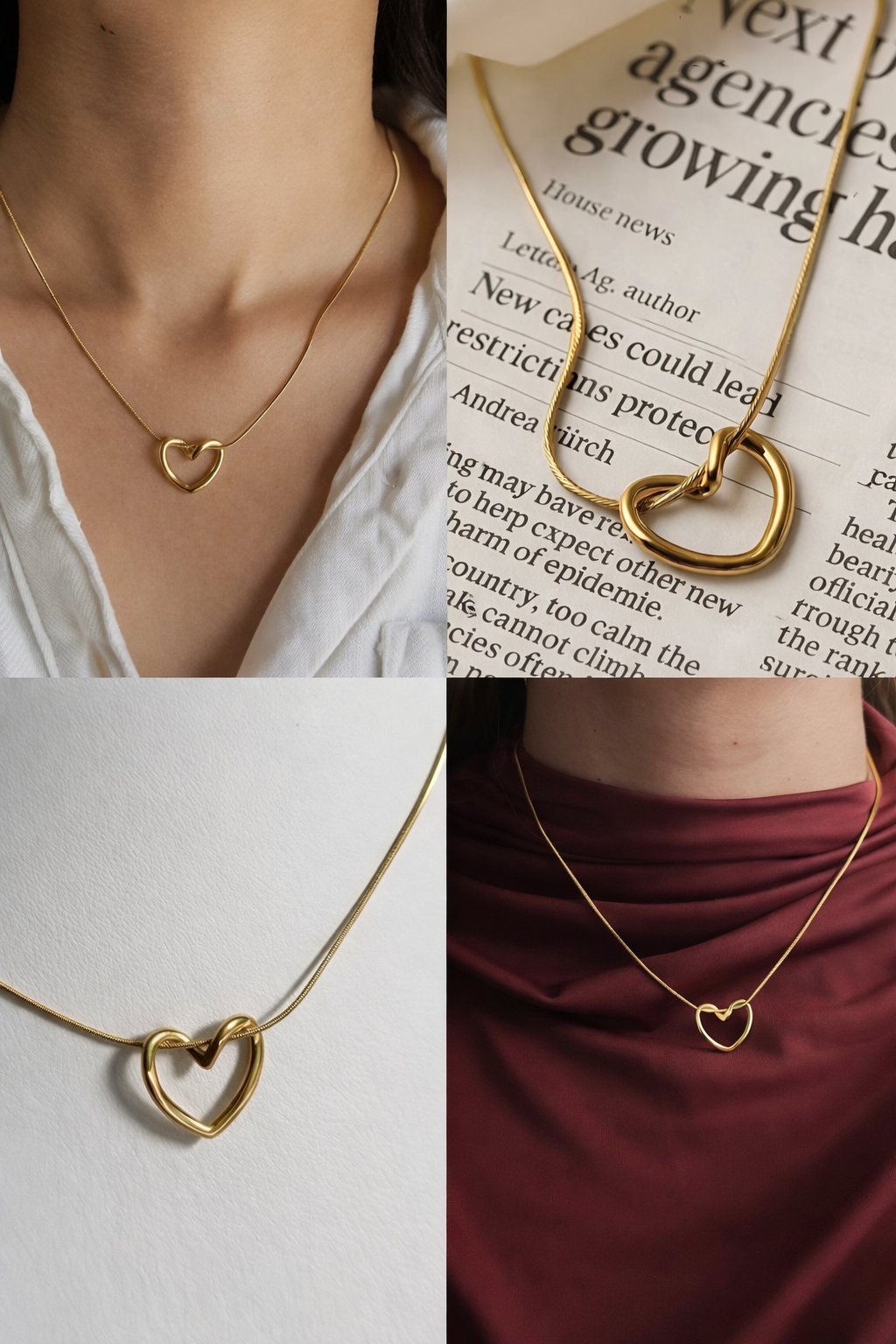 COLLAR Y ARETES CORAZÓN HOLLOW ELEGANTE