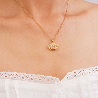 COLLAR CADENA CORONA  ELEGANTE CRISTALES DE CIRCONIA