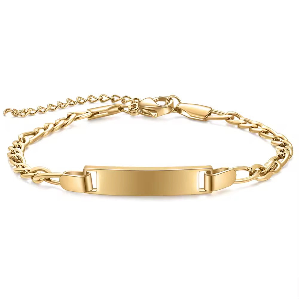 BRAZALETE PLACA MINIMALISTA PERSONALIZABLE CADENA CUBANA ABIERTA