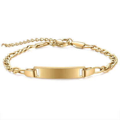 BRAZALETE PLACA MINIMALISTA PERSONALIZABLE CADENA CUBANA ABIERTA