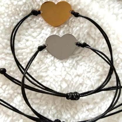 BRAZALETE CORAZÓN DE HILO LEATHER MINIMALISTA PERSONALIZADO