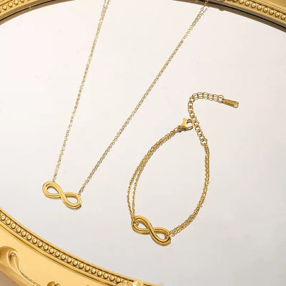 COLLAR Y BRAZALETE SÓLIDO INFINITO  MINIMALISTA ELEGANTE