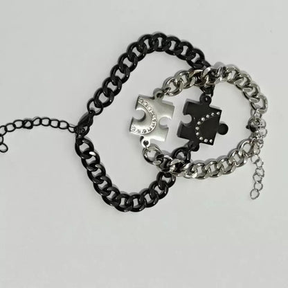 BRAZALETES ROMPECABEZAS MINIMALISTAS CADENA CUBANA DE PAREJA