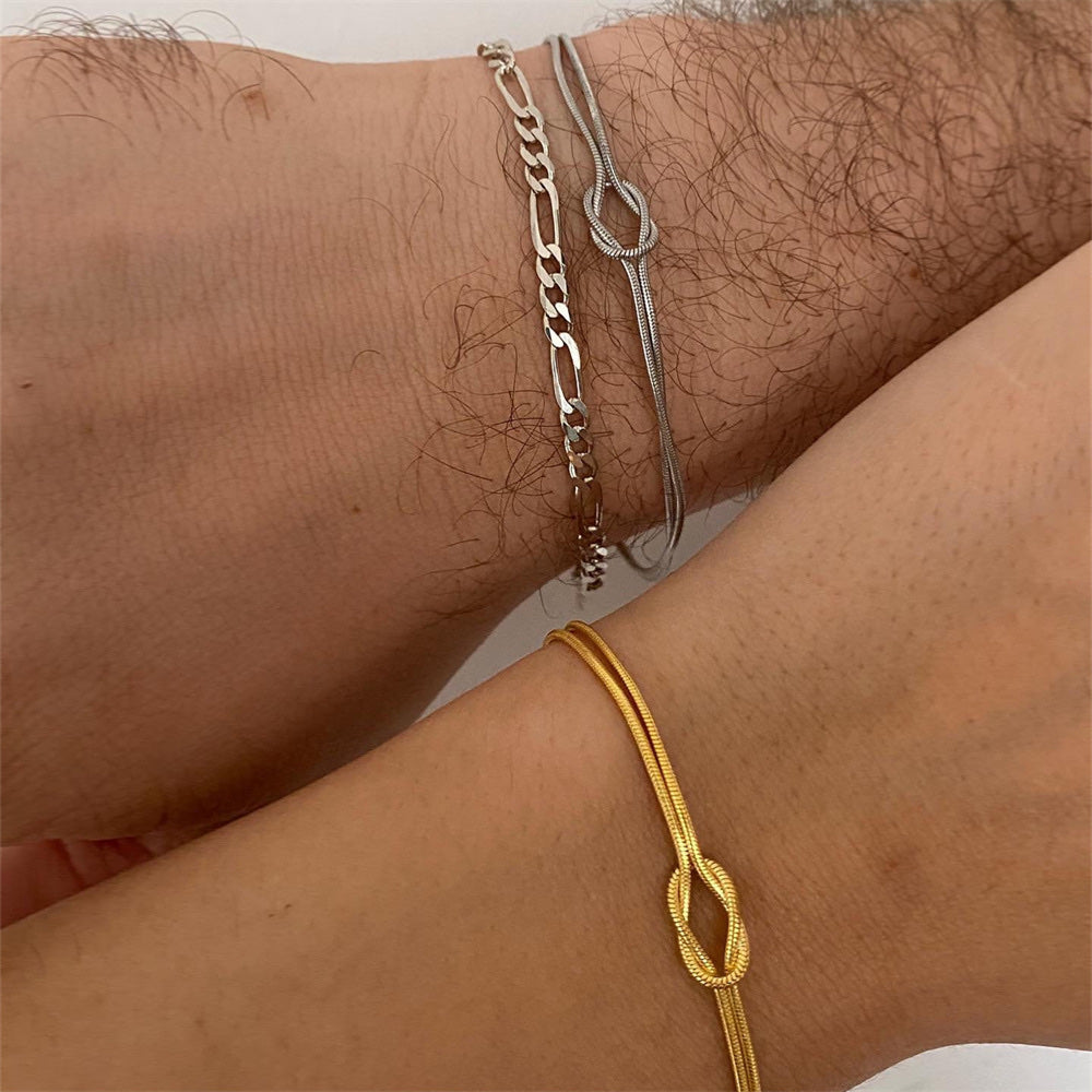 BRAZALETES  PROMESA DE PAREJA DISEÑO DE NUDOS MINIMALISTAS