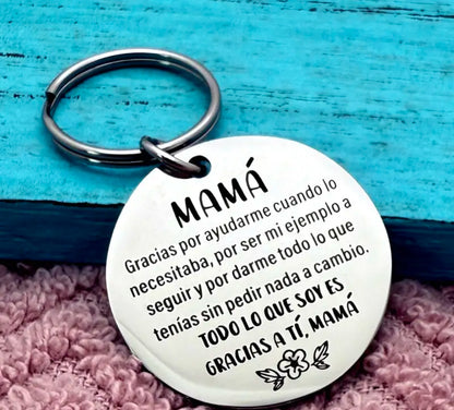 LLAVEROS PEQUEÑOS MINIMALISTAS ACERO INOXIDABLE MENSAJE MAMÁ