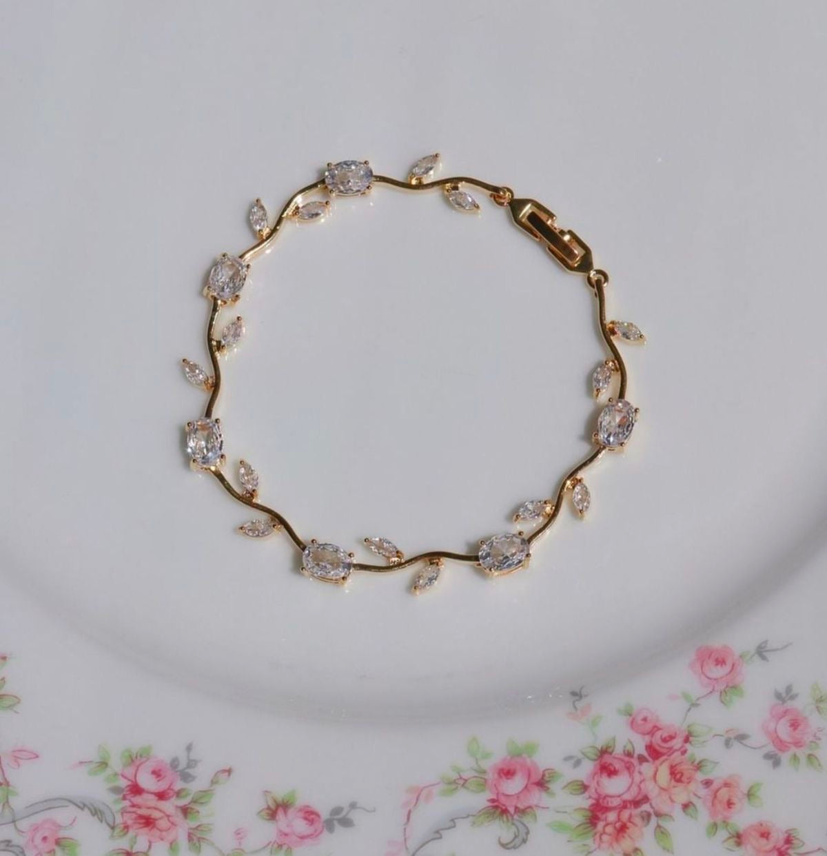 BRAZALETE  TULIPANES COLORIDO CRISTALES DE ZIRCONIA ELEGANTE