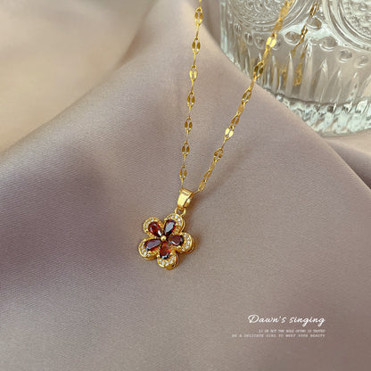 COLLAR FLOR DE CEREZO EN CRISTALES FEMENINA  ELEGANTE