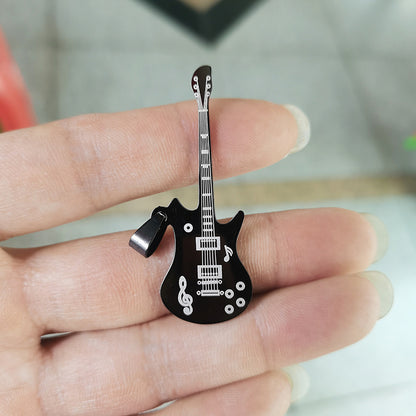 COLLAR MUSICAL GUITARRA  LEATHER & ACERO