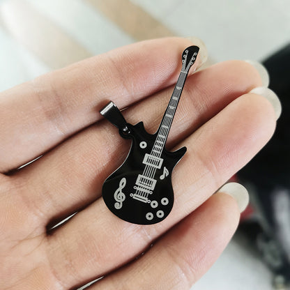 COLLAR MUSICAL GUITARRA  LEATHER & ACERO