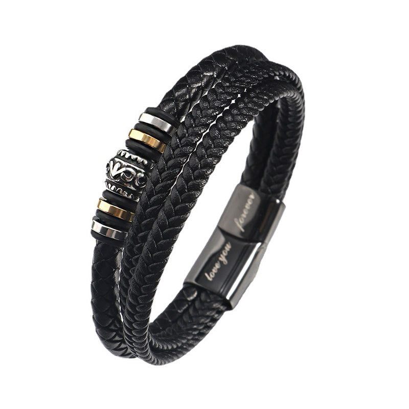 BRAZALETE MULTICAPA DE CUERO MATTE CIERRE MAGNÉTICO PERSONALIZABLE