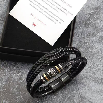 BRAZALETE MULTICAPA DE CUERO MATTE CIERRE MAGNÉTICO PERSONALIZABLE