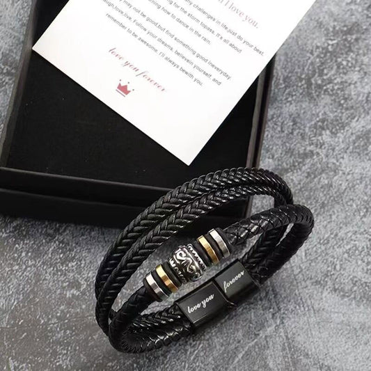 BRAZALETE MULTICAPA DE CUERO MATTE CIERRE MAGNÉTICO PERSONALIZABLE