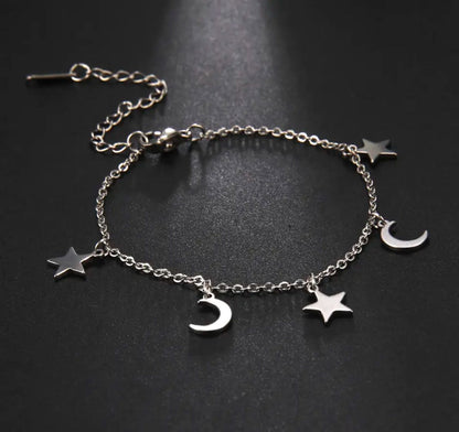 BRAZALETE LUNA Y ESTRELLAS  MINIMALISTAS