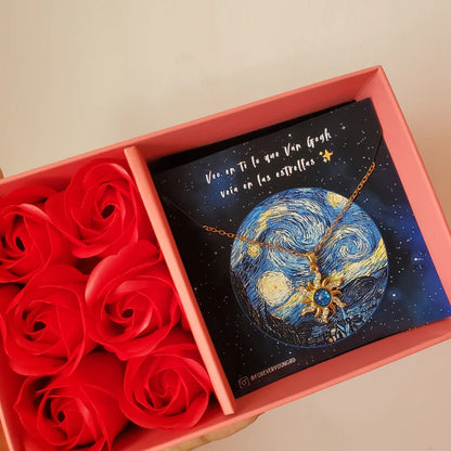 COLLAR SOL CELESTIAL CIELO ESTRELLADO ELEGANTE CRISTAL DE CIRCONIA