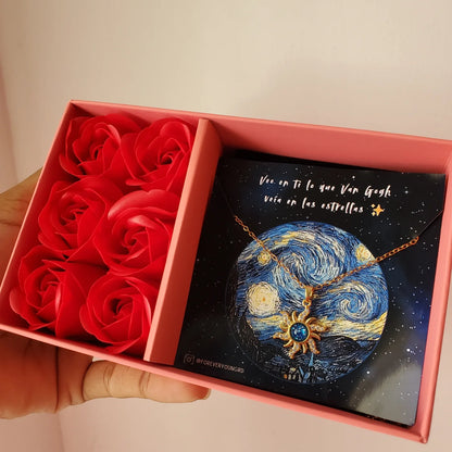 COLLAR SOL CELESTIAL CIELO ESTRELLADO ELEGANTE CRISTAL DE CIRCONIA