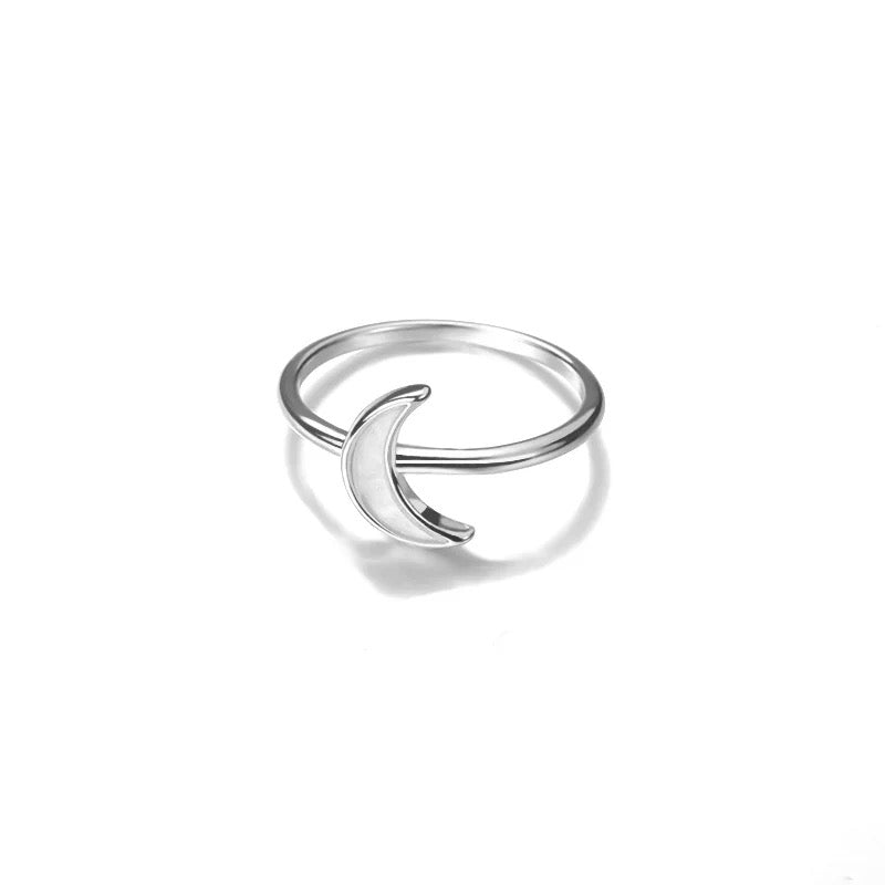 ANILLO LUNAR PIEDRA ÓPALO BLANCO MINIMALISTA  👑