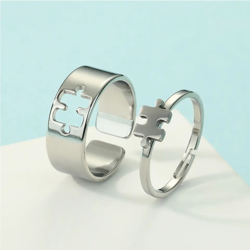 ANILLOS DE PAREJA MATCHING RINGS DISEÑO HUECO AJUSTABLES