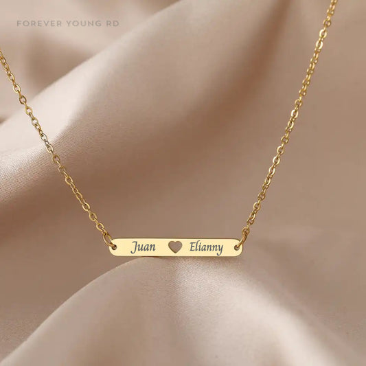 COLLAR  BARRA CORAZÓN HUECO PERSONALIZABLE MINIMALISTA